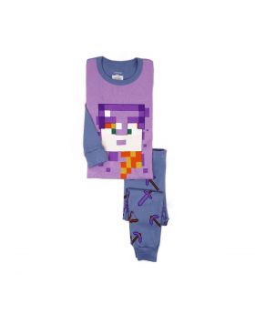 PIYAMA ANAK LENGAN PANJANG 4T - 12T - Purple Minecraft