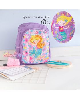 TAS SEKOLAH BACKPACK BISA GANTI GAMBAR  STARFIVE - PURPLE MERMAID