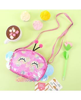 TAS SELEMPANG / SLINGBAG SEQUIN POLKADOT STARFIVE - FUCHSIA BUTTERFLY