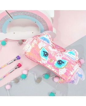 TEMPAT PENSIL SEQUIN KOTAK STARFIVE - OWL PINK